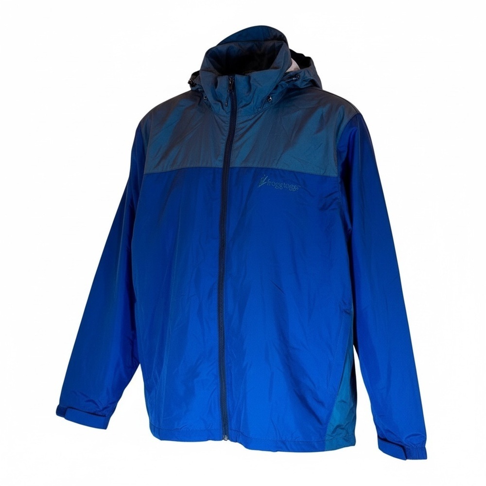 Frogg Toggs River Toadz Pack Waterproof Jacket Blue Gray‎  Pack Hooded Sz M/L